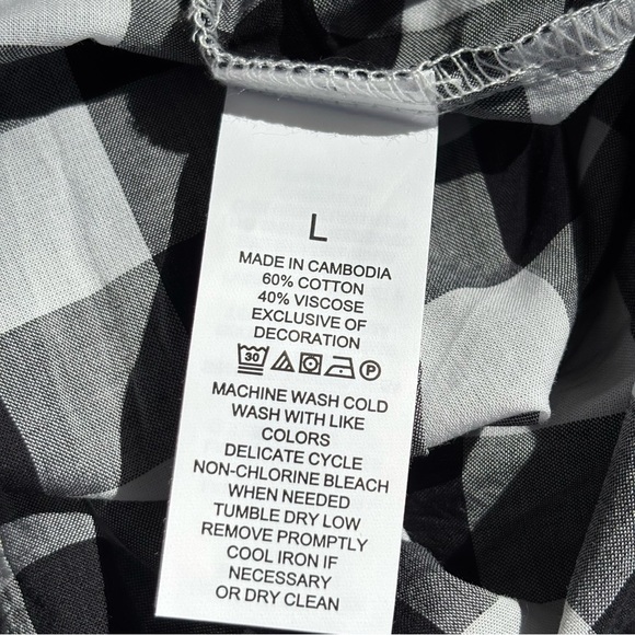 Kate Spade Pajamas Set Large Black White Check Print Short Sleeve Lightweight - Picture 8 of 8